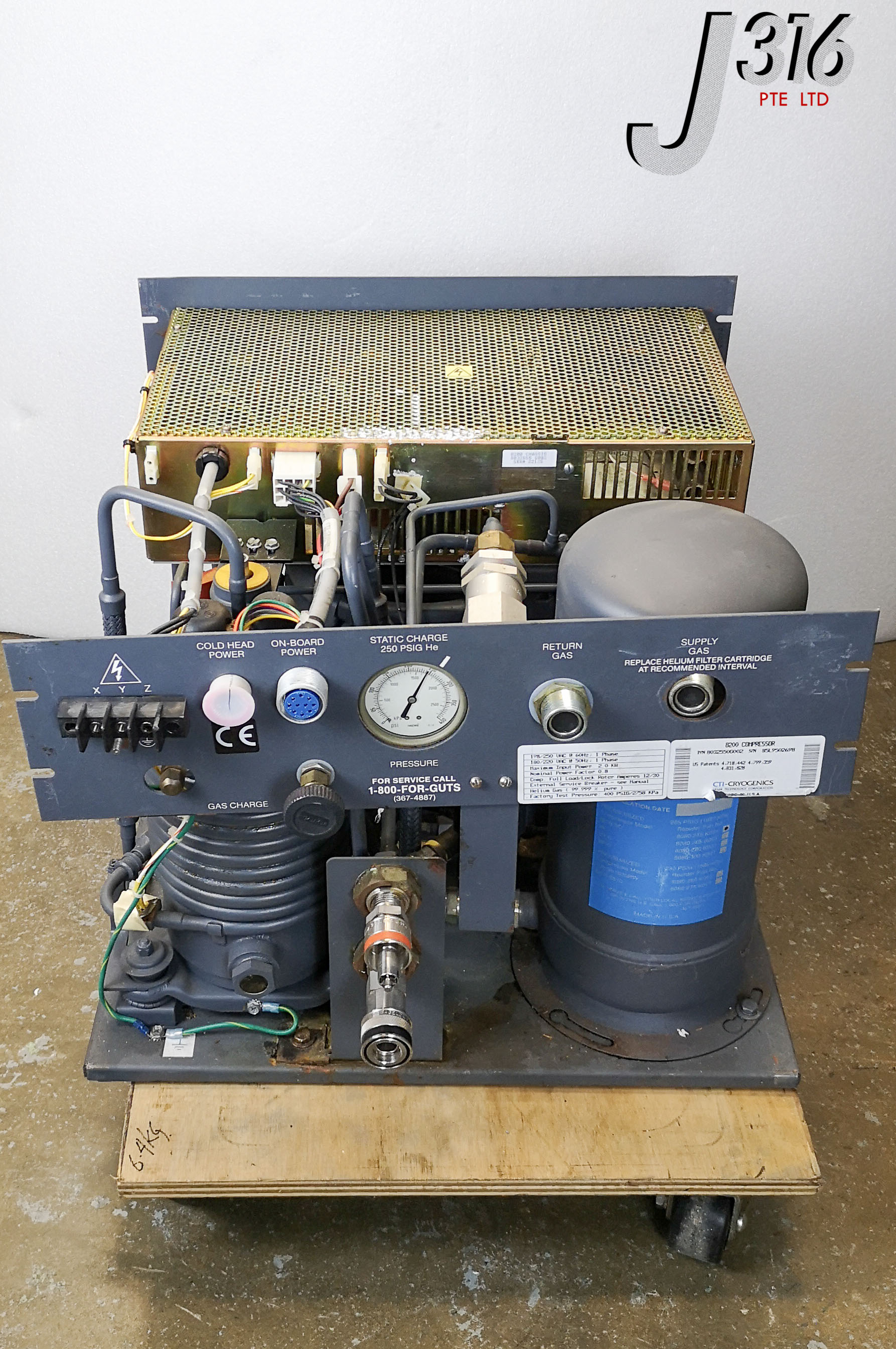 4550 CTI-CRYOGENICS WATER COOLED 8200 COMPRESSOR 8032550G002 - J316Gallery